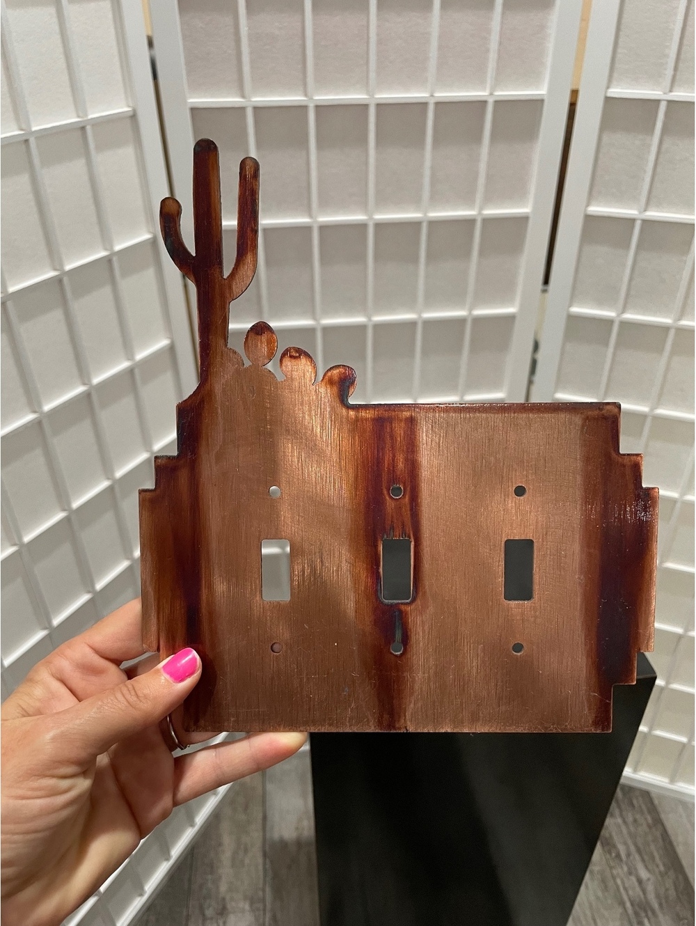 Copper Light Switch Cover Plate w/ Cactus